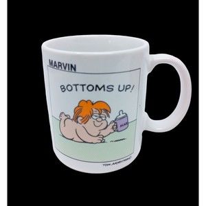 1982 Marvins Coffee Mug TOM‎ ARMSTRONG Bottom Up 8 oz Hallmark Baby Bottle Japan